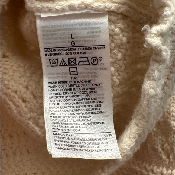 GAP Relaxed Pointelle Balloon Sleeve Sweater Cream Large L NWT NEW - Picture 6 of 14